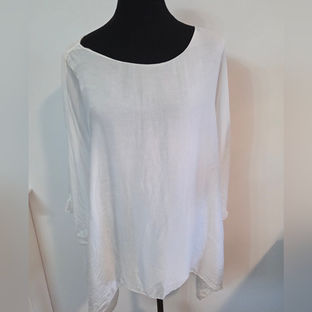 Vivian Shyu silk handkerchief hem overlay blouse sz S/M